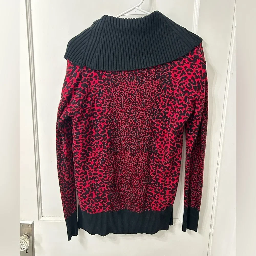 Michael Kors Red and Black Cowl Neck Sweater
